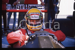 Fotografia d epoca originale 35mm vintage slide 1988 IMOLA Ayrton SENNA su MCLAREN MP4/4 9 1