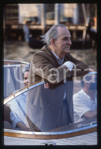 Fotografia d epoca originale 35mm vintage slide 1983 Festival VENEZIA  Ingmar BERGMAN  arriva in motoscafo 1