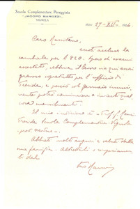 1924 VIGNOLA Scuola elementare "Jacopo Barozzi" - Lettera su carta intestata