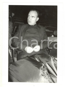 Fotografia d epoca originale 1990 ca ITALIA COSTUME  Ritratto di Gianni BAGET BOZZO a un convegno 2  Foto 1