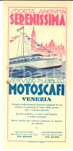 1930 ca VENEZIA Società Anonima SERENISSIMA Servizio Motoscafi - Pieghevole