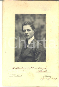 1911 NOVARA Ritratto maschile con giacca a righe - Foto L. ZECCHINATO 11x17 cm