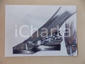 1980 ca MODA DONNA ESTATE CALZATURE Sandalo infradito slingback - Bozzetto 30x21