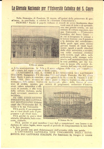 1920 ca MILANO Università Cattolica del S. Cuore - Giornata Nazionale *Volantino