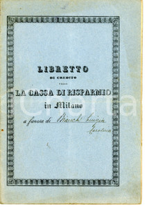 1916 MILANO Cassa di Risparmio delle Provincie Lombarde - Libretto di credito