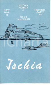 1965 ca ISCHIA Mappa dell'isola con itinerari per escursioni *10x17 cm