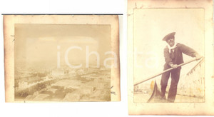 1900 ca PARIS Veduta aerea della Senna - Gondoliere a VENEZIA *2 foto VINTAGE