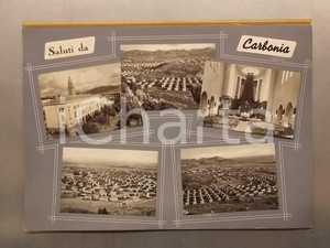 1960 ca CARBONIA Case operaie - Bozzetto preparatorio per cartolina 45x30 cm