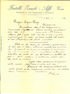 1938 AFFI (VR) Fratelli ZANETI mediatori in vini - Lettera commerciale