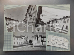 1960 ca LOMELLINA - COZZO - Vedutine con via Roma - Bozzetto per cartolina 30x21 Bozzetto preparatorio per cartolina postale.Collage su cartoncino morbido.  CONDIZIONI: FAIR (annotazioni al verso) FORMATO: 30x21 cm    originale e autentica 1