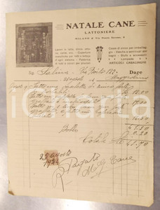 1924 MILANO Via Ponte Seveso - Ditta Natale CANE lattoniere *Fattura illustrata
