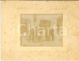 Fotografia d epoca originale 1905 BUSTO ARSIZIO Ritratto di famiglia con direttore  Foto CURIOSA 20x15 cm 1