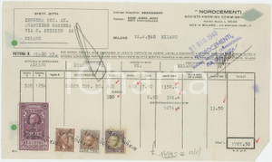 Documento originale, autentico 1940 MILANO Via Gaetano Negri 10  NORDCEMENTI  Fattura per calce 1