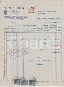 Documento originale, autentico 1940 MILANO Via Bandello 18  Ditta C. CANDIANI Tegole e mattoni Fattura 1