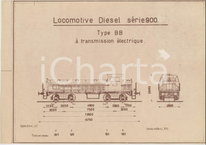 1970 ca FRANCE Locomotive Diesel série 900 Type BB *Stampa eliografica