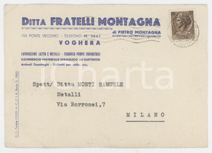 1954 VOGHERA Ditta Fratelli MONTAGNA Latta e metalli - Cartolina intestata
