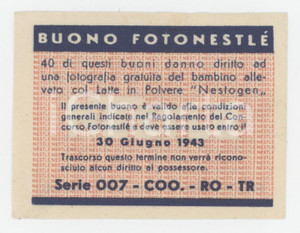 1960 ca MILANO - NESTLÉ Concorso Buono Fotonestlé - 6x5 cm