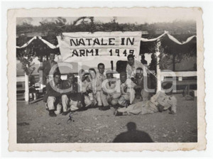 1943 WW2 ZONA DI GUERRA Natale in Armi - Gruppo di soldati *Foto 9x6 cm