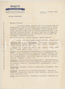 Documento originale, autentico 1950 MILANO Ditta BRACCO giÃ  ITALMERCK Sezione Veterinaria  Lettera commerciale 1