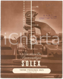 1960 ca NEUILLY-SUR-SEINE Micromètre Pneumatique SOLEX - Catalogue 12 p.