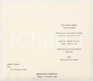 Oggetto da collezione cartaceo Novembre 1988 MILANO Ristorante GIANNINO  MenÃ¹ 1