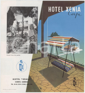1970 ca CORFU (GREECE) Hotel XENIA - ILLUSTRATED Vintage brochure