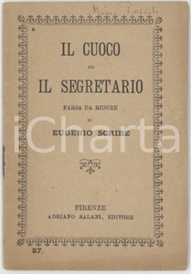 Libro, pubblicazione d epoca 1920 TEATRO Eugenio SCRIBE  Il cuoco ed il segretario  Farsa Ed. SALANI 1