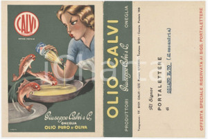 Materiale pubblicitario d’epoca 1958 ONEGLIA  Giuseppe CALVI olio d oliva  Biglietto listino prezzi 1