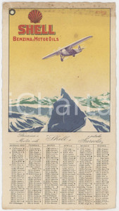 Oggetto da collezione cartaceo 1932 SHELL Benzina e Motor Oils  Calendario ill. Renzo BASSI 10x18 cm 1