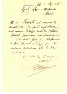 1937 COMUNE DI GRUGLIASCO (TO) Cartolina postale per sopralluogo - FG VG