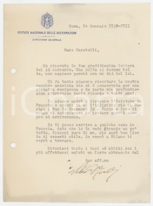 Manoscritto, lettera originale 1930 ROMA Istituto Nazionale Assicurazioni  Lettera Direzione Generale 1