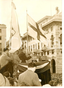 1950 ca GENOVA Alcide DE GASPERI parla alla folla - Fotografia 13x18 cm