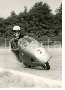 1955 MONZA Prove ufficiali GP DELLE NAZIONI - Passaggio di Werner HAAS su NSU