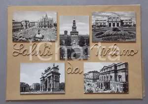 1965 ca. MILANO Castello Sforzesco - Piazza Duomo *Bozzetto per cartolina 44x31