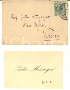 1890 ca Pietro MASCAGNI compositore - Biglietto con AUTOGRAFO su carta