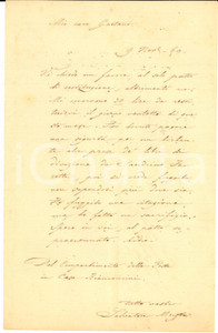 1869 FIRENZE Salvatore MUZZI chiede prestito dopo un raggiro - AUTOGRAFO