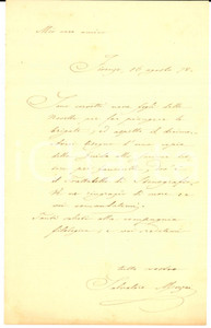 1870 FIRENZE Salvatore MUZZI chiede volume di scrittura per fanciulli *AUTOGRAFO