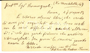 1883 ROMA Camillo ANTONA TRAVERSI restituisce libri a ROMAGNOLI - AUTOGRAFO