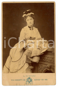 1880 ca ROMA Ritratto di nobildonna in abito bianco - Foto SUSCIPJ 10x17 cm