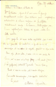 1927 MILANO Maria SIGNORILE chiede ospitalità per le sue poesie - AUTOGRAFO