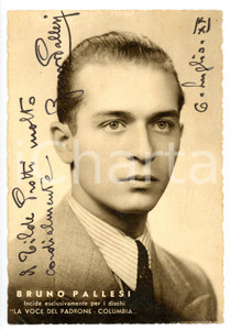 1942 MUSICA Cantante Bruno PALLESI - Fotocartolina COLUMBIA con AUTOGRAFO - FG
