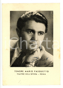 1945 ca ROMA LIRICA Tenore Mario PASQUETTO *Fotografia seriale con AUTOGRAFO