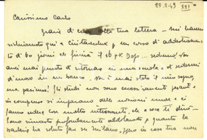 1943 WW2 CIVITAVECCHIA Conte Antonio SORMANI VERRI - Cartolina postale AUTOGRAFA