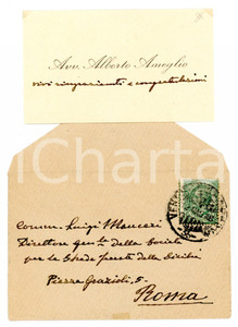1918 ROMA Avvocato Alberto AMEGLIO - Biglietto di ringraziamento AUTOGRAFO