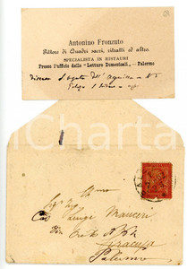 1892 PALERMO Pittore Antonino FRONZUTO - Biglietto da visita AUTOGRAFO con busta
