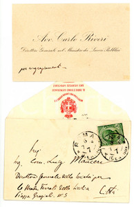 1920 ca ROMA Carlo RIVERI Direttore Ministero Lavori Pubblici *AUTOGRAFO - Busta