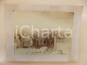 1910 ca ITALIA Paesani su un ponte in costruzione - Foto CURIOSA RARA