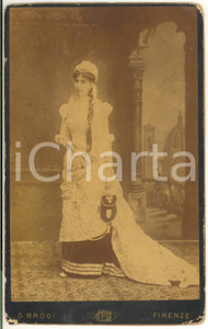 1880 ca FIRENZE Ritratto di nobildonna in costume storico - Foto BROGI 13x21 cm
