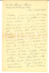 1938 META DI SORRENTO Mariano MARESCA teme il richiamo alle armi - AUTOGRAFO