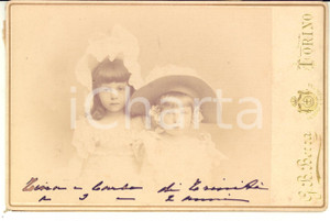 1890 ca TORINO Contesse Tina e Carla DI TRINITA' bambine - Foto G. B. BERRA